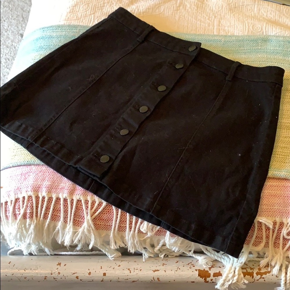 black denim mini skirt